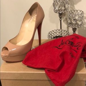 Authentic Christian Louboutin Lady Peep 150 NUDE